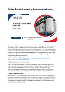 Global Trends Impacting the Ammonia Industry