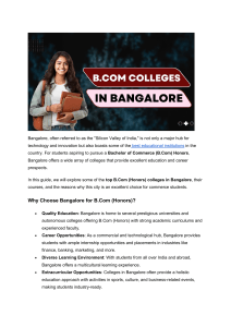 B.Com Colleges in Bangalore: A Guide