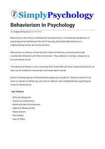 Behaviorism in Psychology: Key Concepts & Principles