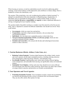 Tourism & Global Warming: Key Stakeholders