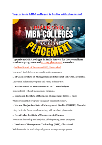 Top private MBA colleges in India with placement