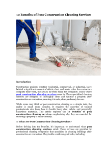 10 Benefits of Post Construction Cleaning Services