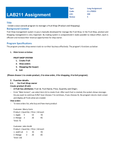 Java Fruit Shop Management Assignment