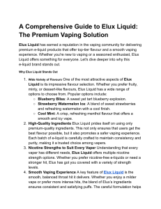 A Comprehensive Guide to Elux Liquid  The Premium Vaping Solution