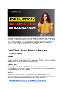 Top BA History Honors Colleges in Bangalore A Complete Guide