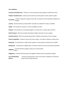 Economics Terms: Supply, Demand, Market Structures