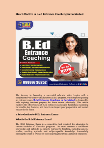 How Effective is B.ed Entrance Coaching in Faridabad