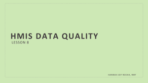 HMIS Data Quality: Lesson 8