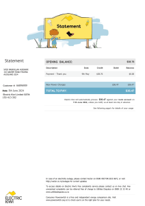 Electric Kiwi Invoice