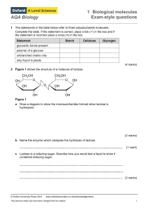 AQA Biology Exam Questions: Biological Molecules