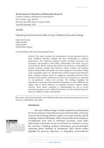 Enhancing Social-Emotional Skills in Early Childhood Education Settings 