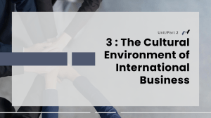 Cultural Environment of International Business