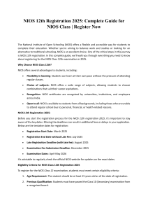 NIOS 12th Registration 2025 Complete Guide for NIOS Class  Register Now 