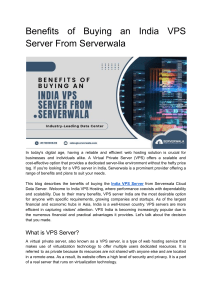 Benefits of Buying an India VPS Server From Serverwala