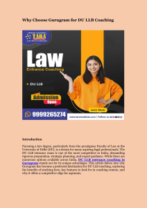 Why Choose Gurugram for DU LLB Coaching