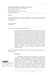 Teaching Strategies and Math Proficiency A Study of K-3 Learners and Teachers