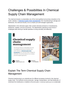 Challenges & Possibilities In Chemical Supply Chain Management 