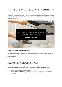 Simple Steps to Connect Canon Printer to WiFi Network