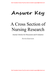 Answer Key For A Cross Section of Nursing Research Journal Articles for