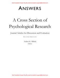 Answer Key For A Cross Section of Psychological Research Journal