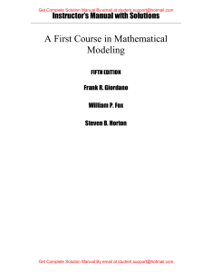 Solution Manual For A First Course in Mathematical Modeling, 5e Frank Giordano, William Fox