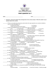 FIRST QUARTER EXAM TLE 7 MATATAG