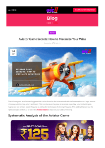 Aviator Game Secrets How to Maximize Your Wins