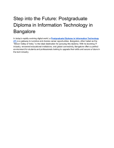 Step into the Future  Postgraduate Diploma in Information Technology in Bangalore