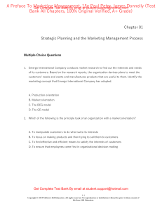 Test Bank For A Preface To Marketing Management 15e Paul Peter, James Donnelly