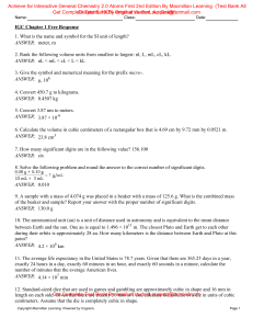 Test Bank For Achieve for Interactive General Chemistry 2.0 Atoms First, 2e B