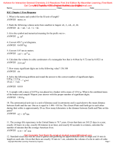 Test Bank for Achieve for Interactive General Chemistry 2.0 Reactions Fir