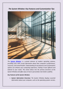 The System Window Key Features and Customization Tips