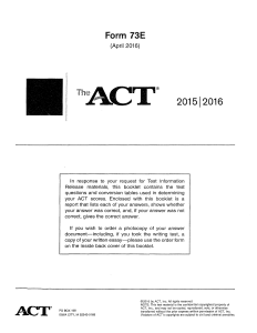 ACT April 2016 Form 73E