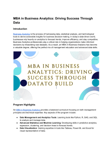 MBA in Business Analytics  Driving Success Through Data