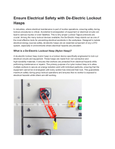 De-Electric Lockout Hasps: Ensuring Electrical Safety