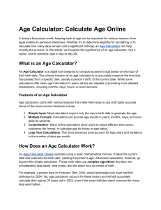 Age Calculator  Calculate Age Online