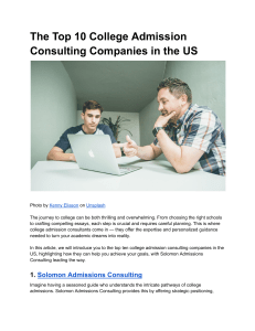 The Top 10 College Admission Consulting Companies in the US