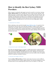 Sydney NDIS Provider Guide