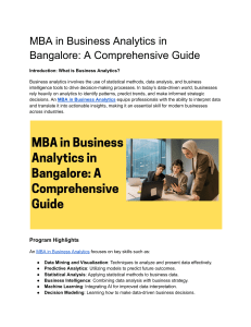 MBA in Business Analytics in Bangalore  A Comprehensive Guide