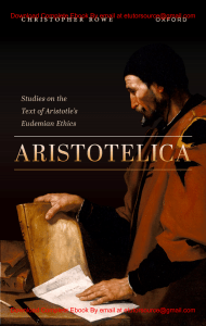 EBook For Aristotelica Studies on the Text of Aristotle's Eudemian Ethics 1st Edition By Christopher Rowe