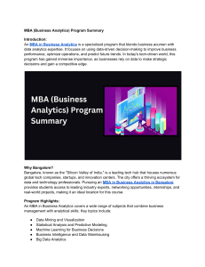 MBA (Business Analytics) Program Summary