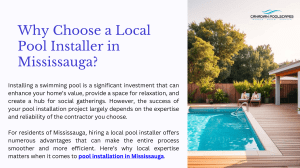 Why Choose a Local Pool Installer in Mississauga