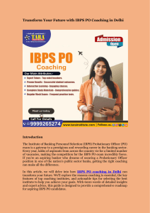 Transform Your Future with IBPS PO Coaching in Delhi