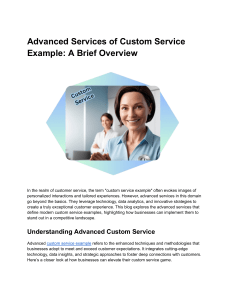 Advanced Custom Service Strategies: A Brief Overview