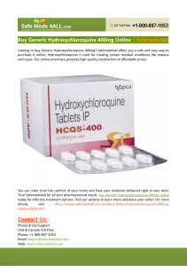 Buy Generic Hydroxychloroquine 400mg Online