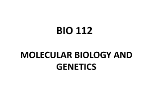 Biology 112 LECTURE 1-2018