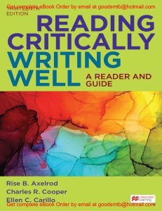 eBook (EPUB) Reading Critically, Writing Well A Reader and Guide 13e Rise Axelrod, Charles Cooper, Ellen Carillo