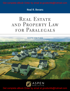 eBook (EPUB) Real Estate and Property Law for Paralegals 6e Neal R. Bevans