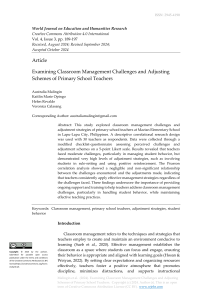 Examining Classroom Management Challenges and Adjusting Schemes of Primary School Teachers