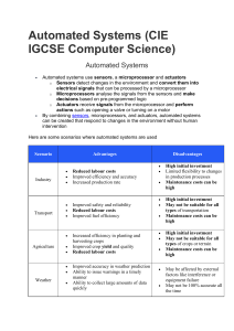 Automated Systems, Robotics, AI - IGCSE Computer Science